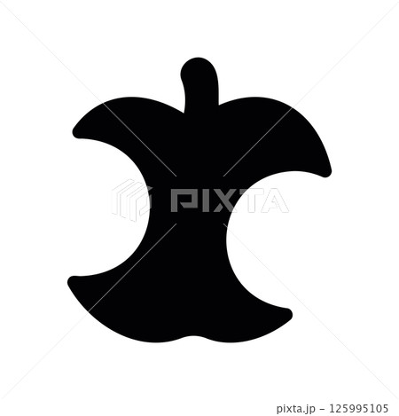 Monochrome Silhouette Icon Showing the Remnants of an Eaten Apple Monochrome Silhouette Icon Showing the Remnants of an Eaten Apple 125995105
