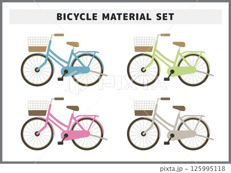 シンプルでおしゃれな自転車イラスト素材セット シンプルでおしゃれな自転車イラスト素材セット 125995118