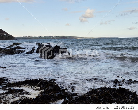 Coastal Landscape with Clouds and Waves 125995215