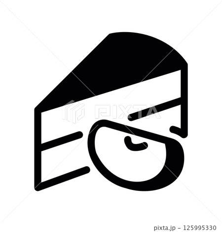 Dessert Slice Icon Featuring a Fruit Garnish Detail Dessert Slice Icon Featuring a Fruit Garnish Detail 125995330