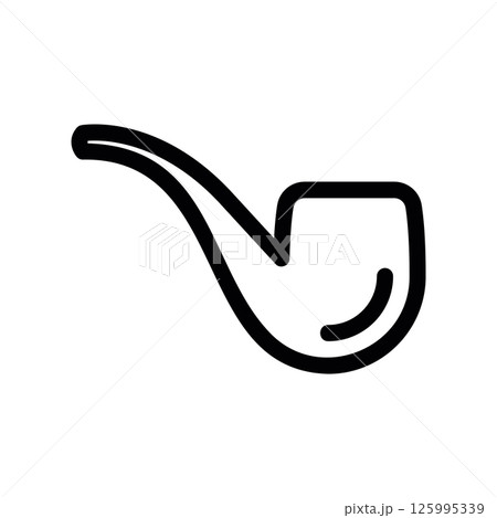 Graphic Icon Showing a Smoking Pipe with Curved Stem 125995339