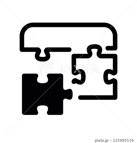 Three Interconnected Puzzle Pieces Icon Showing Process or Link 125995519
