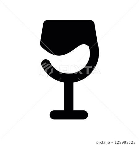 Wine Glass Silhouette Filled with Liquid Icon for Bar Menu 125995525