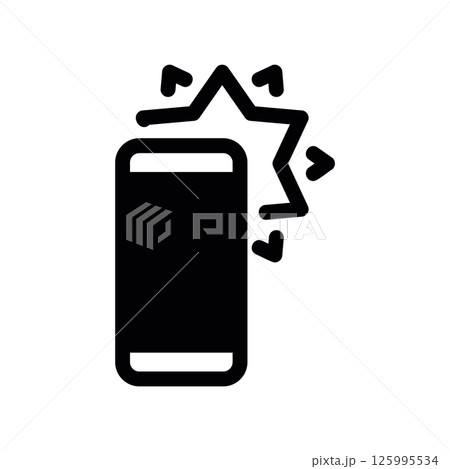 Solid Black Smartphone Icon with Active Camera Flash Symbol Design Solid Black Smartphone Icon with Active Camera Flash Symbol Design 125995534
