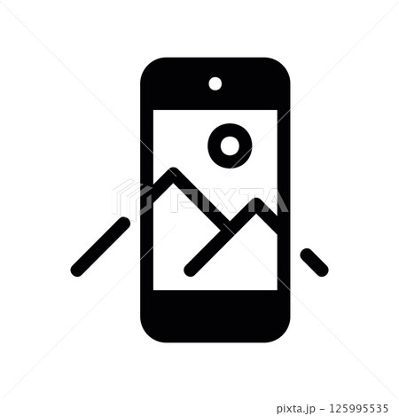 Smartphone Screen Displaying Landscape Photo with Crop Marks Icon 125995535