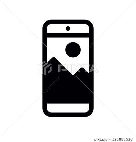 Mobile Phone Screen Showing Solid Landscape Photograph Icon Graphic 125995539