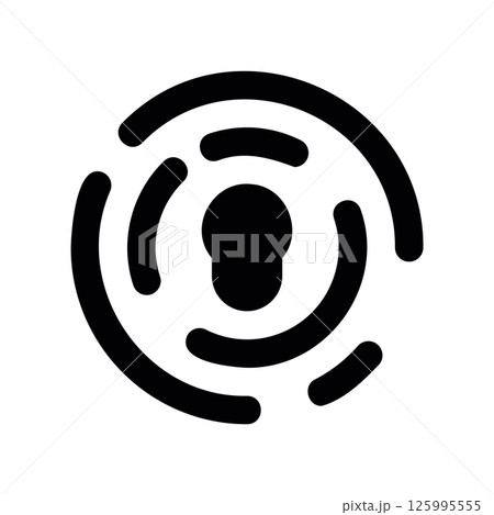 Abstract Security Scan Icon Featuring a Keyhole and Circular Radar Lines 125995555