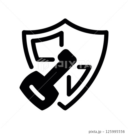 Security Concept Icon Combining a Protective Shield and an Access Key 125995556