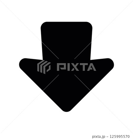 Simple Bold Black Downward Pointing Arrow Icon for Direction Indication 125995570