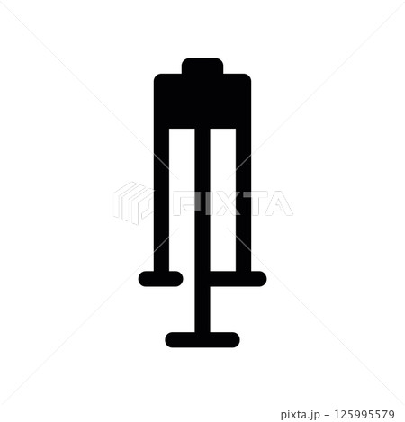 Medical Syringe Icon with Plunger Ready for Injection Use 125995579