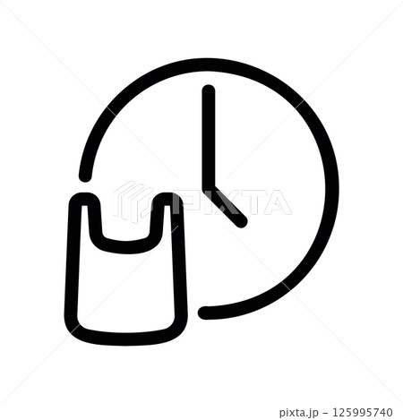 Plastic Bag Icon Positioned Next to Clock Representing Time Related Waste Plastic Bag Icon Positioned Next to Clock Representing Time Related Waste 125995740