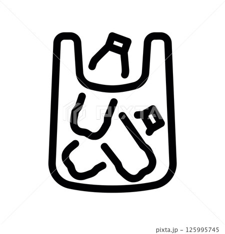 Outline Icon Showing a Shopping Bag Full of Discarded Plastic Trash Outline Icon Showing a Shopping Bag Full of Discarded Plastic Trash 125995745