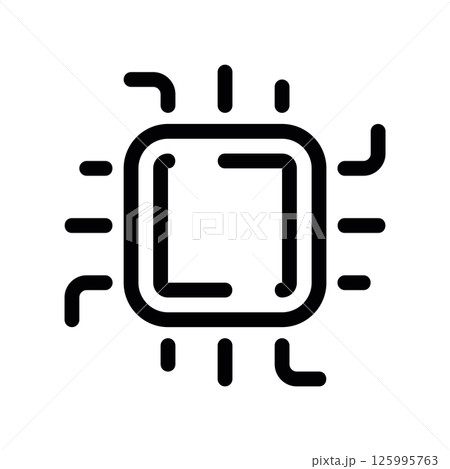 Central Processing Unit Outline Icon Showing Microchip Connections 125995763