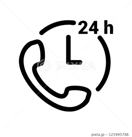 Around The Clock Telephone Support Service Icon with Clock Graphic Element 125995786