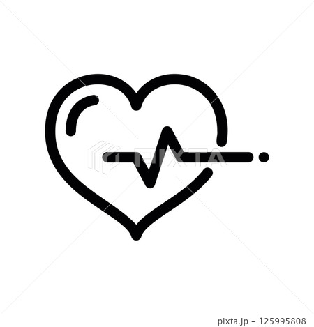Outline of a Heart Symbol with a Cardiogram Line Representing Vital Signs 125995808
