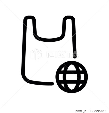 Plastic Bag Icon Combined with a Globe Symbolizing Global Impact Use Plastic Bag Icon Combined with a Globe Symbolizing Global Impact Use 125995846