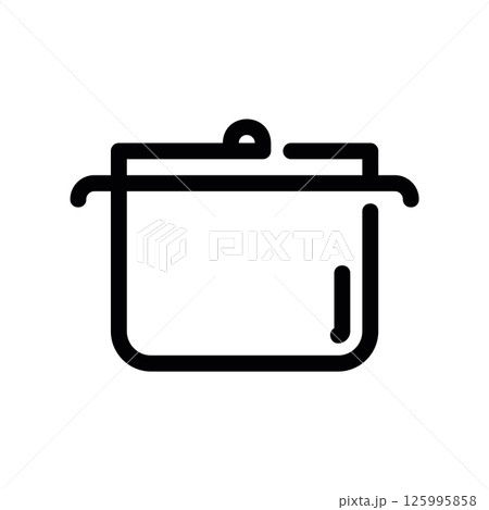 Simple Outline of a Cooking Pot with Lid and Handles Graphic Simple Outline of a Cooking Pot with Lid and Handles Graphic 125995858
