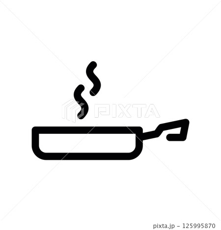 Simple Outline Icon Illustration of a Frying Pan Emitting Steam Simple Outline Icon Illustration of a Frying Pan Emitting Steam 125995870