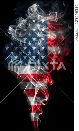American Flag Billowing Smoke. Generative AI American Flag Billowing Smoke. Generative AI 125996530