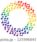 丸っこい音符の丸いフレーム 七色ver. 125996845