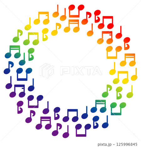 丸っこい音符の丸いフレーム 七色ver. 125996845