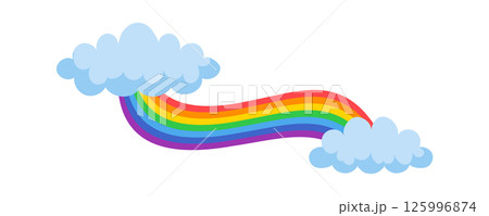 Colorful rainbow arching gracefully between two fluffy clouds, creating a whimsical and vibrant scene that radiates hope and positivity, inviting joy and inspiration 125996874