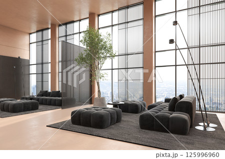 Modern style conceptual reception interior room 3d illustration 125996960