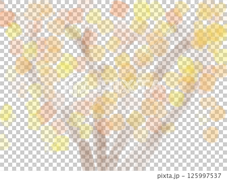 水彩のオレンジ系のカラフルな水彩風の木の花のイラスト 125997537