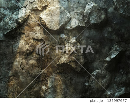 Rugged Stone Wall Texture: A Glimpse into Nature's Gritty Beauty 125997677