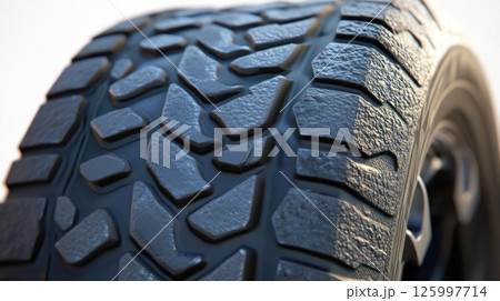 Closeup of a Rugged Tire Tread Pattern 125997714
