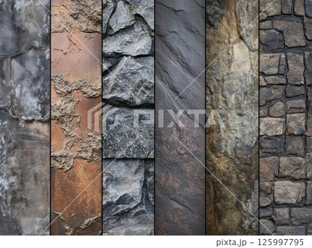 Stone Wall Textures: A Collage of Natural Beauty 125997795