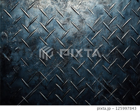 Dark Diamond Plate Metal Texture: Industrial Strength and Gritty Elegance 125997843