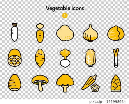 Simple icon collection Vegetables 1 125998684