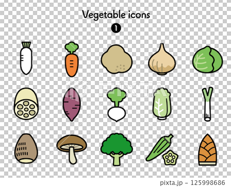 Simple icon collection Vegetables 1 125998686