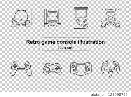 レトロゲーム機のアイコンセット｜プレステ セガサターン ゲームボーイ 125998733