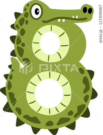Crocodile Cartoon Number 8 Illustration 125999067