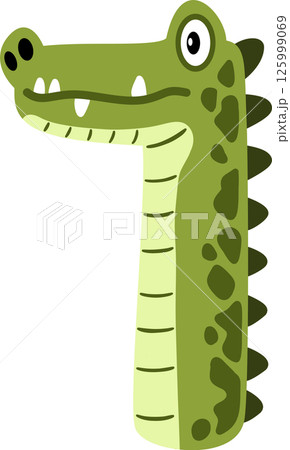 Crocodile Cartoon Number 1 Illustration 125999069