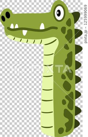 Crocodile Cartoon Number 1 Illustration 125999069