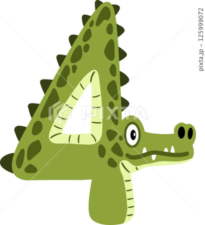 Crocodile Cartoon Number 4 Illustration 125999072