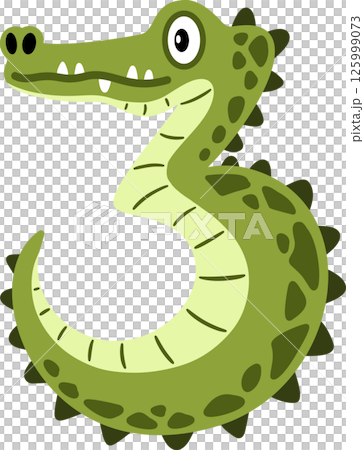 Crocodile Cartoon Number 3 Illustration Crocodile Cartoon Number 3 Illustration 125999073
