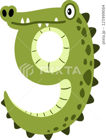 Crocodile Cartoon Number 9 Illustration 125999084