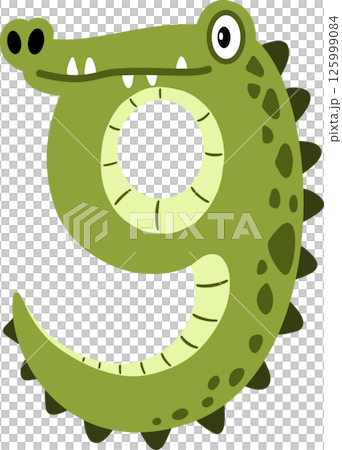 Crocodile Cartoon Number 9 Illustration 125999084