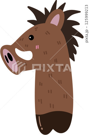 Wild Boar Cartoon Number 1 Illustration	 125999213