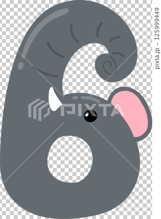 Cute Cartoon Elephant Number 6 125999449