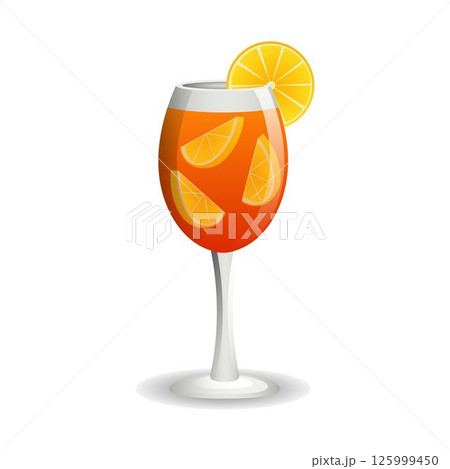Aperol cocktail. Isolated vector illustration. Aperol cocktail. Isolated vector illustration. 125999450