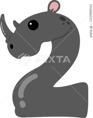 Cute Cartoon Rhino Number 2 125999541