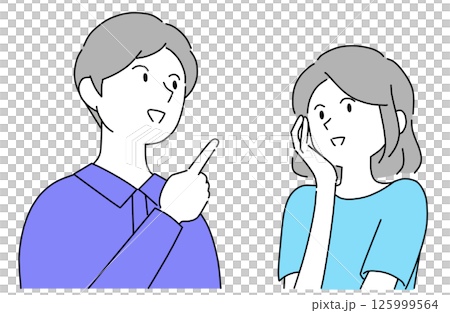 Two young men and women having a pleasant conversation with smiles 125999564