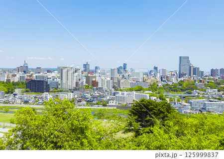 青葉城址より新緑の仙台市全景 125999837