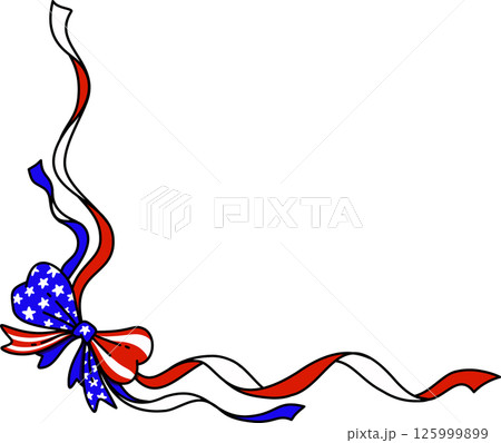 American flag patriotic bow and ribbon illustration 125999899