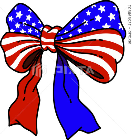 American flag patriotic bow and ribbon illustration 125999901